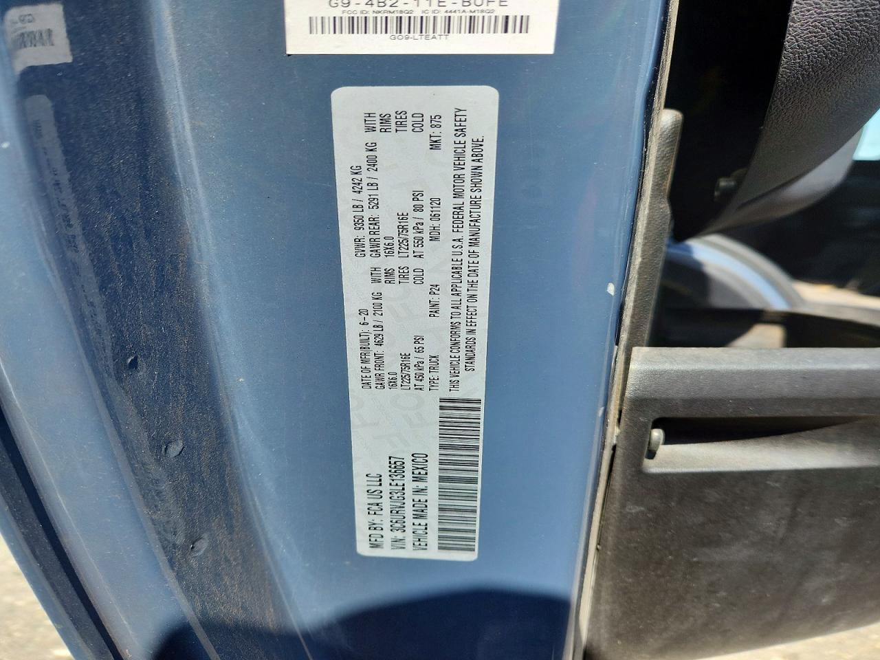 2020 RAM Promaster VIN 3C6URVJG3LE136657 photo 12