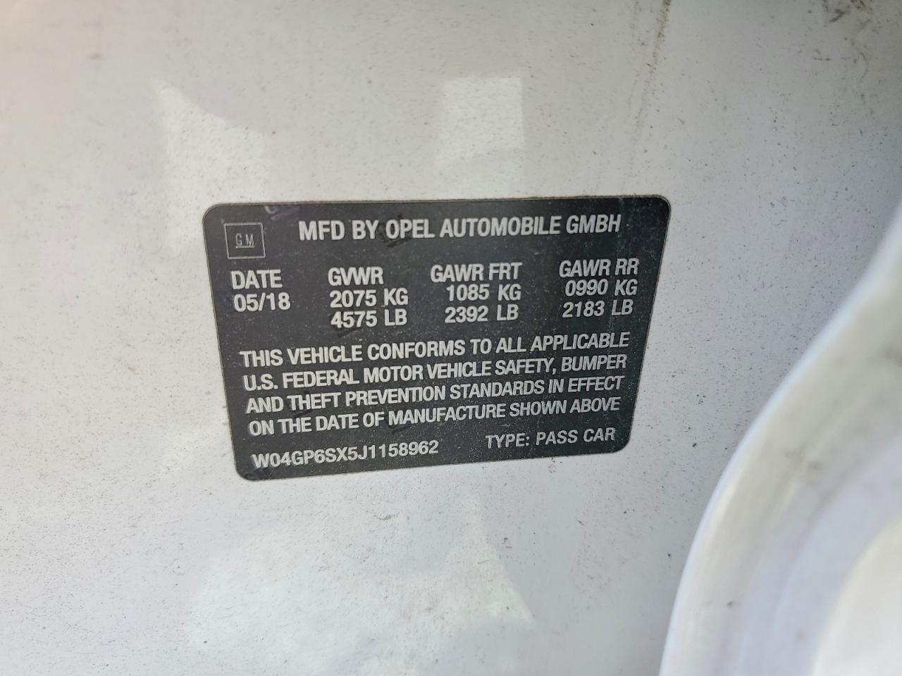 2018 Buick Regal VIN W04GP6SX5J1158962 photo 12