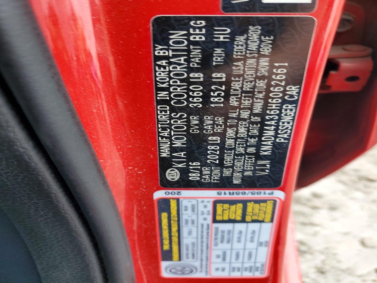 2017 Kia Rio VIN KNADM4A36H6062661 photo 12
