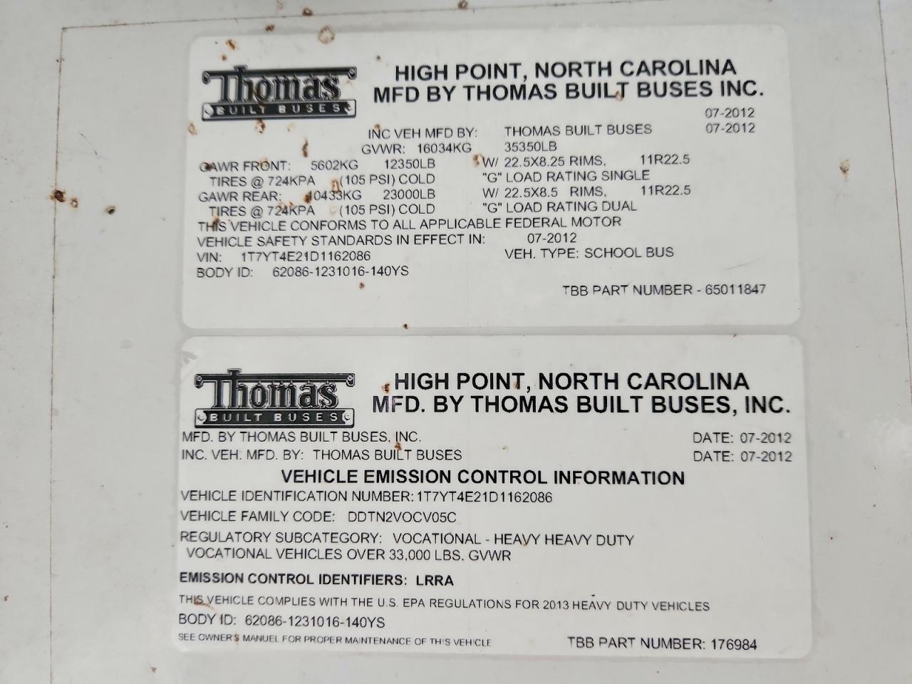 2013 THOMAS All other VIN 1T7YT4E21D1162086 photo 10
