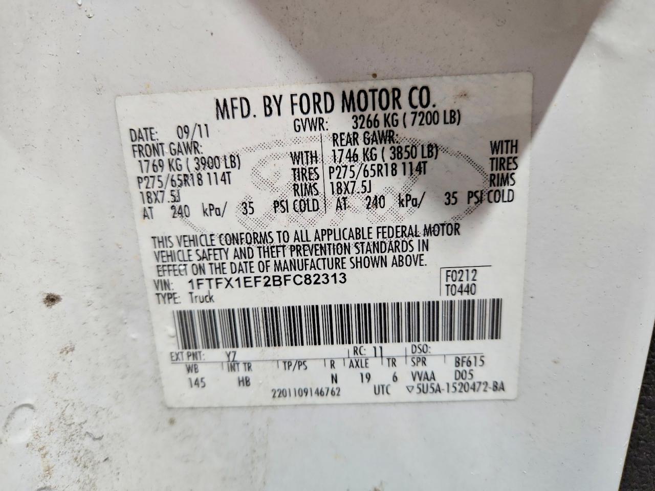 2011 Ford F150 VIN 1FTFX1EF2BFC82313 photo 12