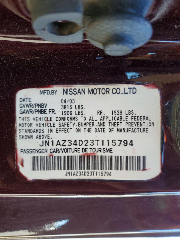 2003 Nissan 350z base VIN JN1AZ34D23T115794 photo 12