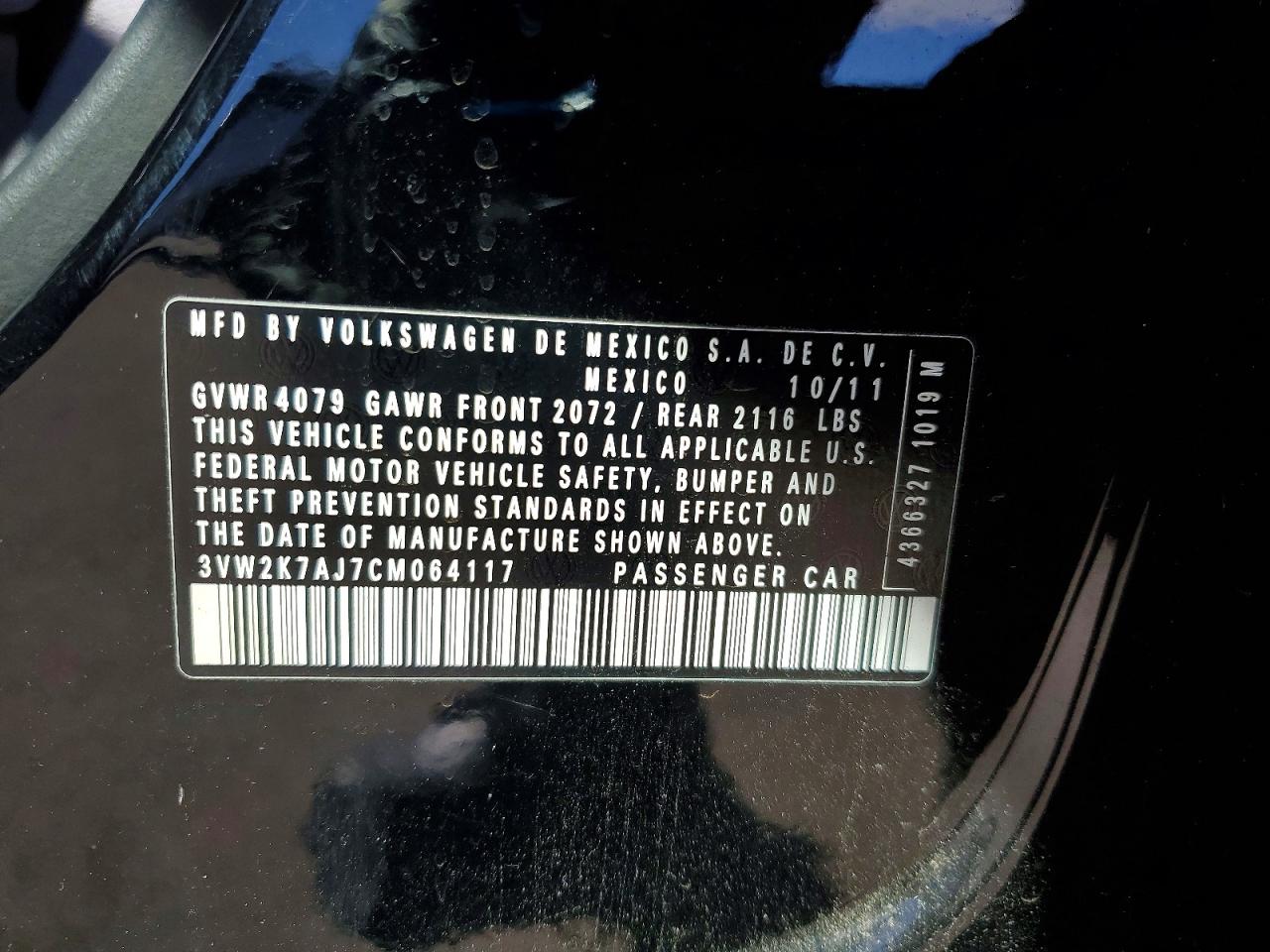 2012 VOLK Jetta VIN 3VW2K7AJ7CM064117 photo 12