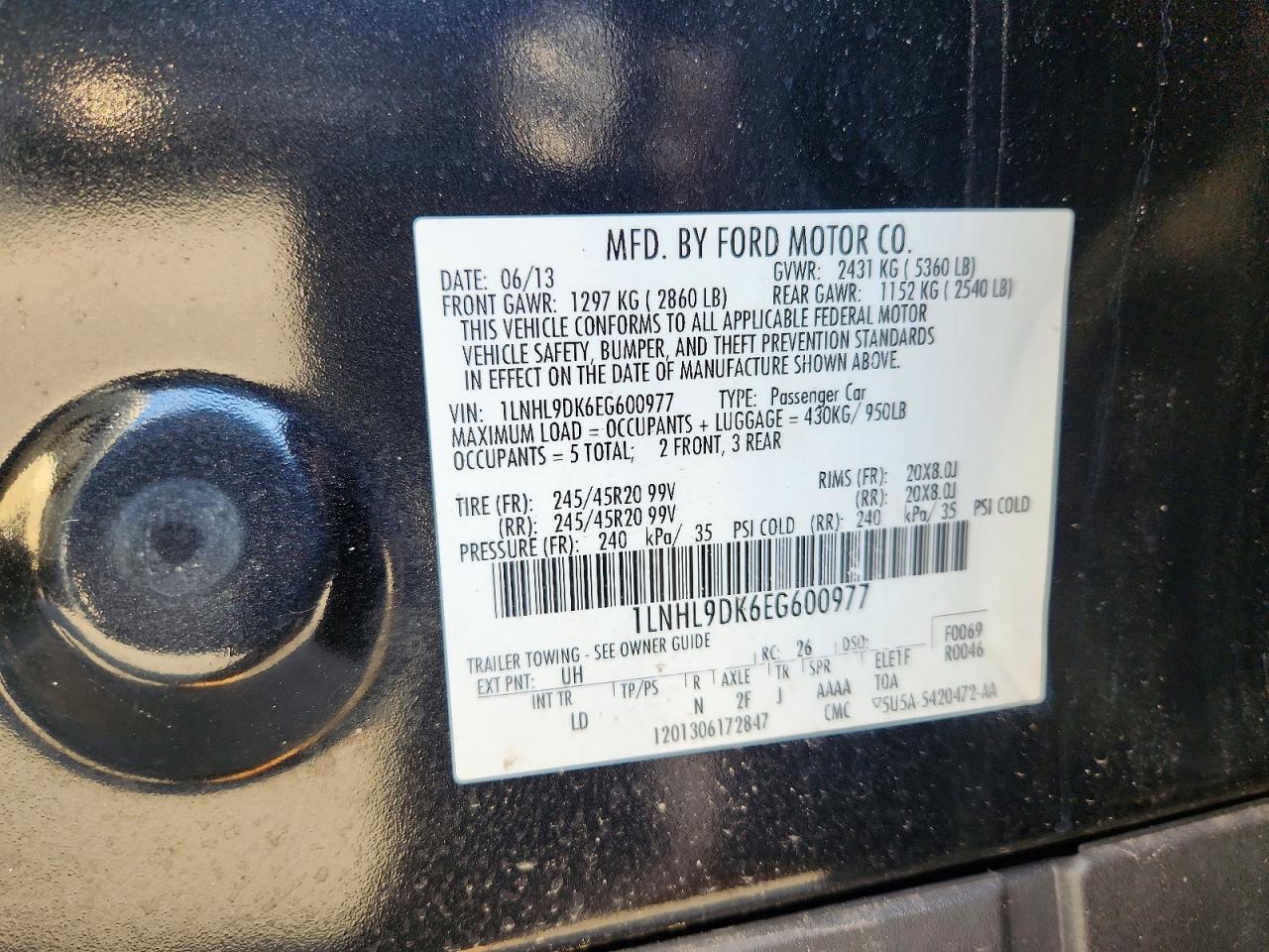 2014 LINCOLN Mks VIN 1LNHL9DK6EG600977 photo 12