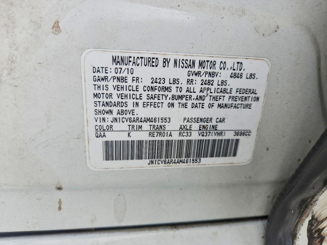 2010 Infiniti G37 VIN JN1CV6AR4AM461553 photo 12