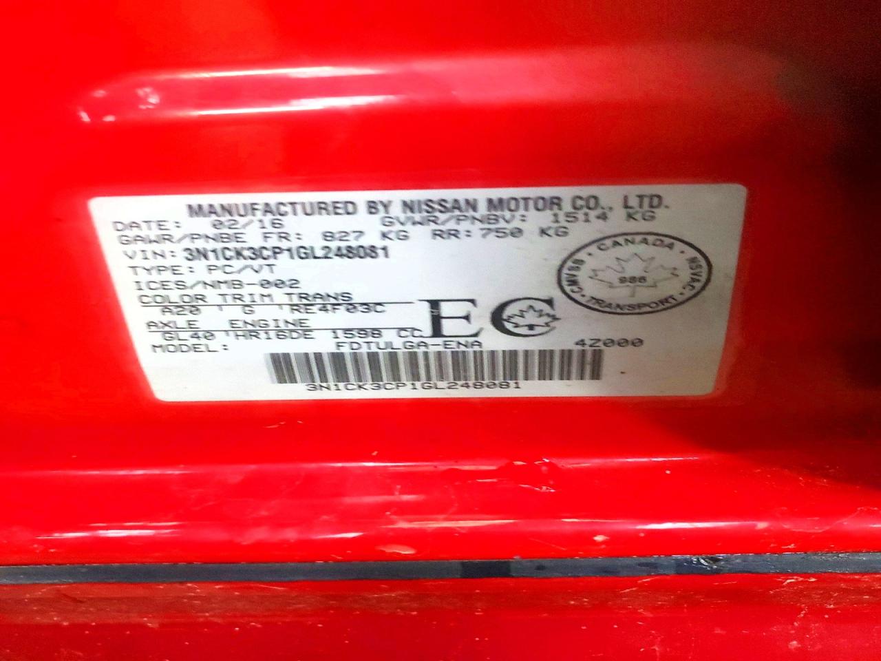 2016 NISS Micra VIN 3N1CK3CP1GL248081 photo 12