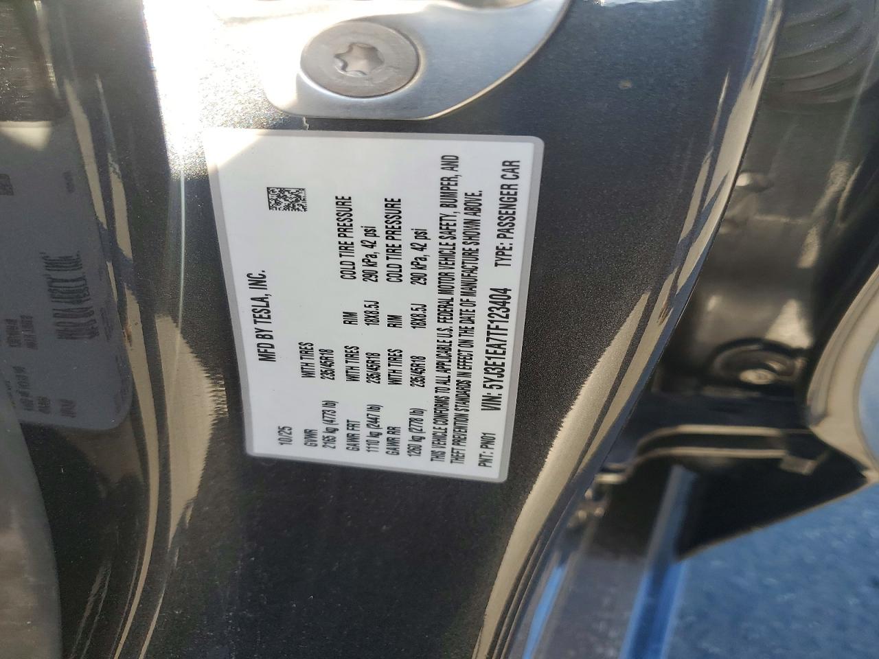 2026 Tesla Model 3 VIN 5YJ3E1EA7TF123404 photo 12