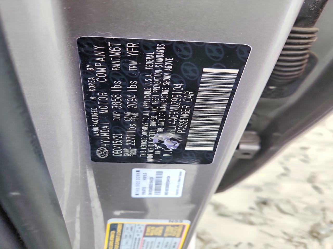 2022 HYUNDAI Elantra VIN KMHLL4AG9NU299104 photo 12