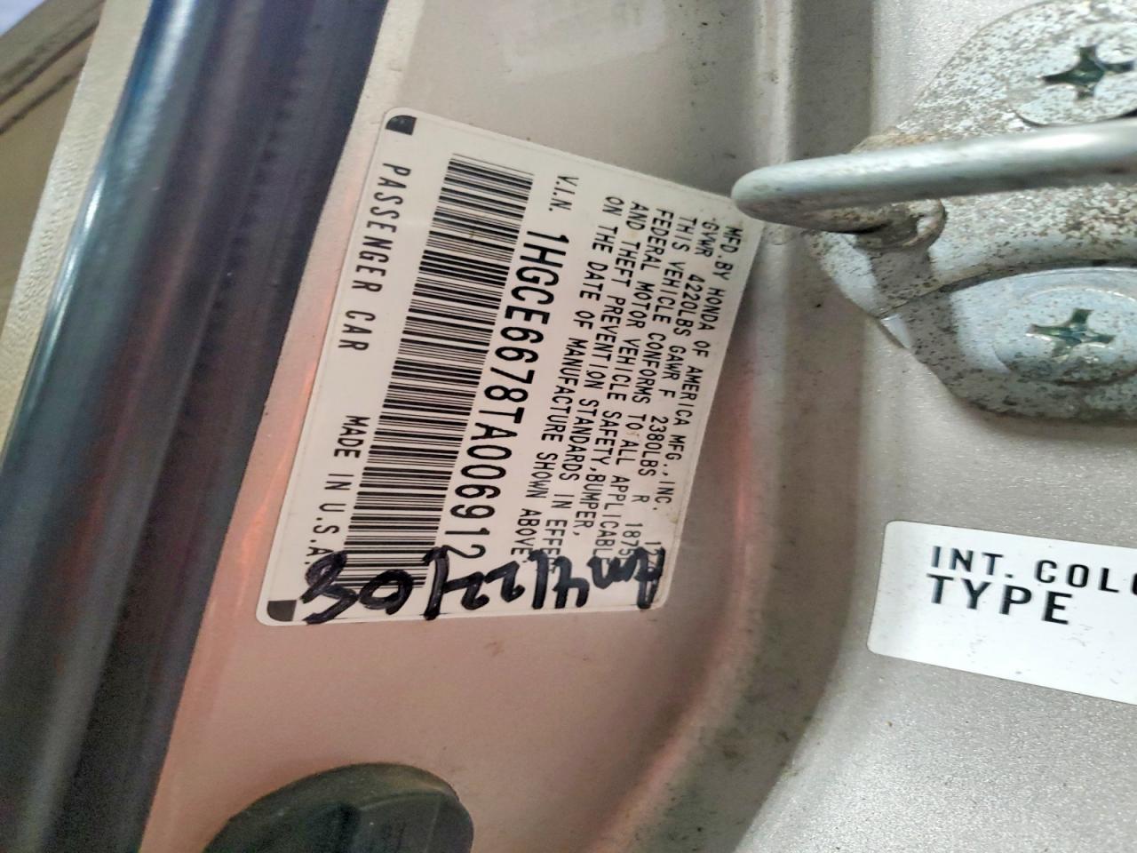 1996 Honda Accord VIN 1HGCE6678TA006912 photo 12