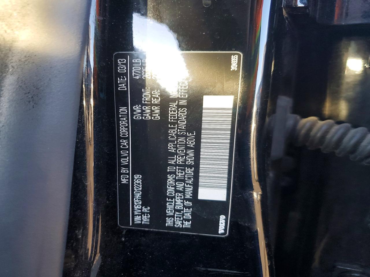 2013 VOLVO S60 VIN YV1612FH4D1223619 photo 12