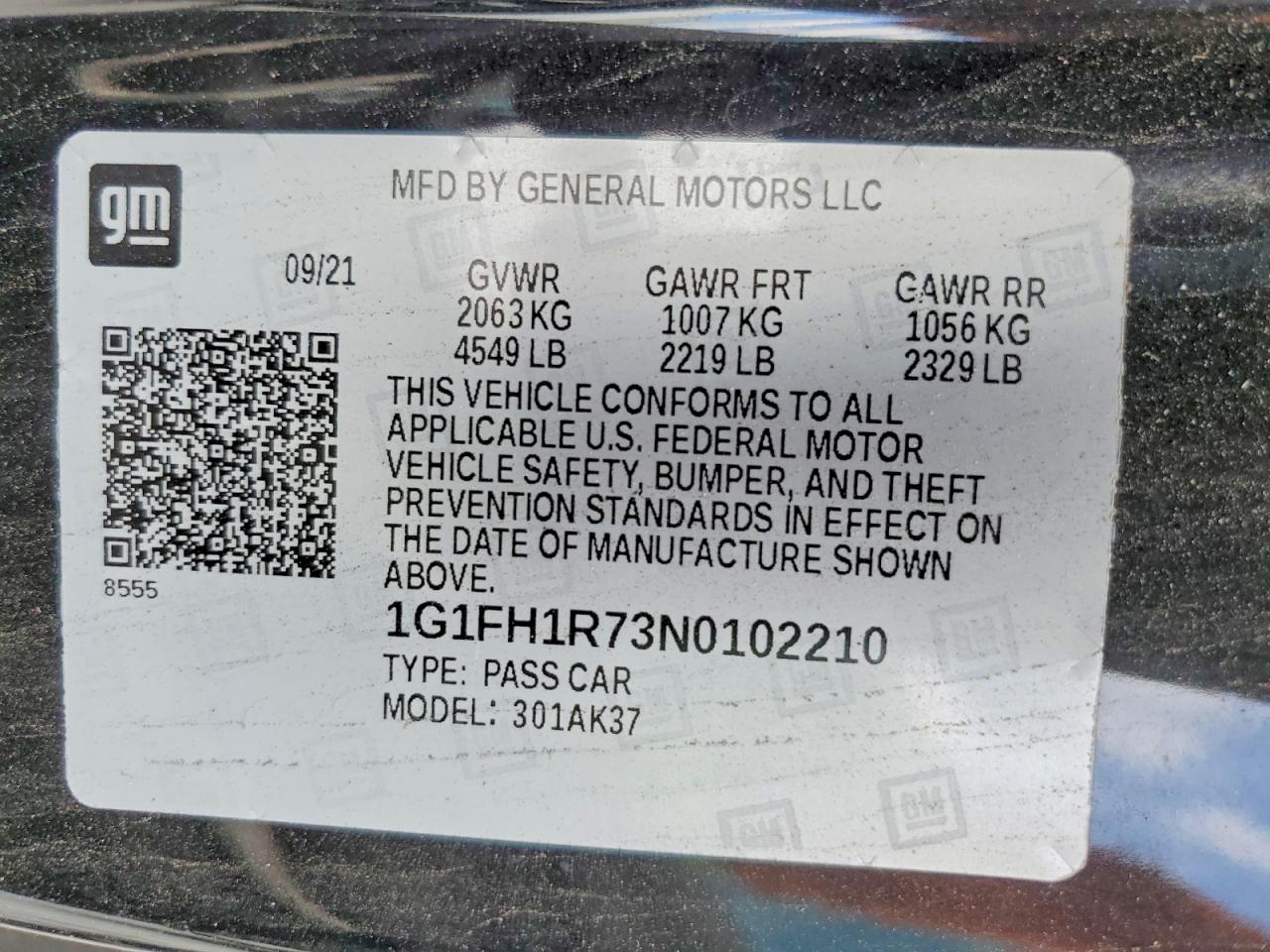 2022 Chevrolet Camaro VIN 1G1FH1R73N0102210 photo 12