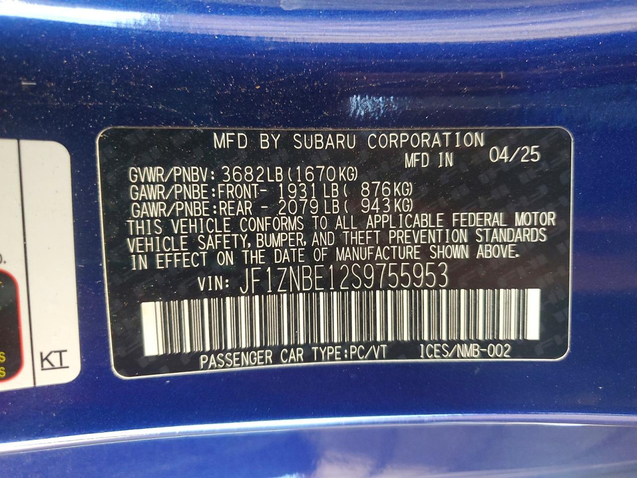 2025 Toyota All other VIN JF1ZNBE12S9755953 photo 12