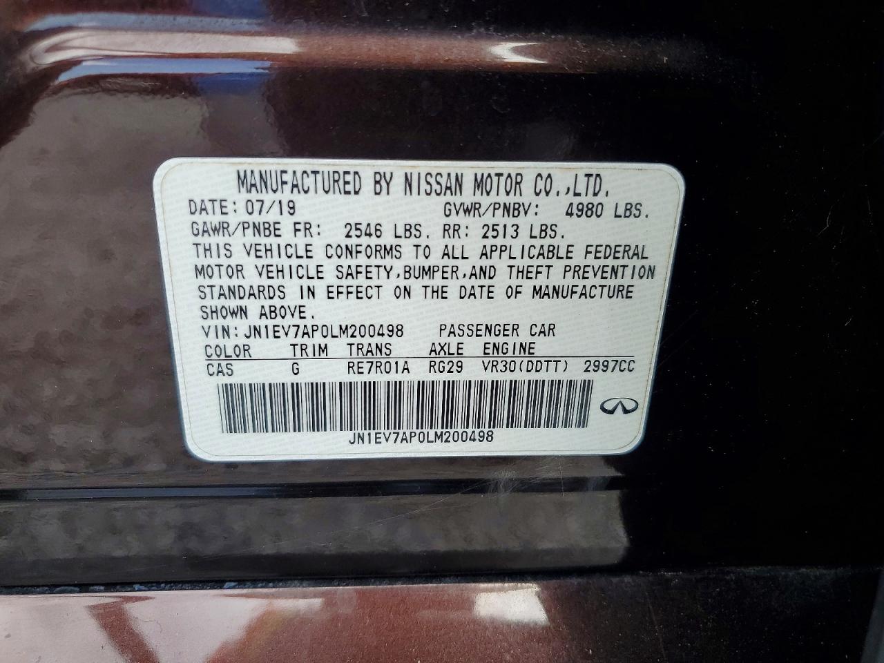 2020 Infiniti Q50 VIN JN1EV7AP0LM200498 photo 12