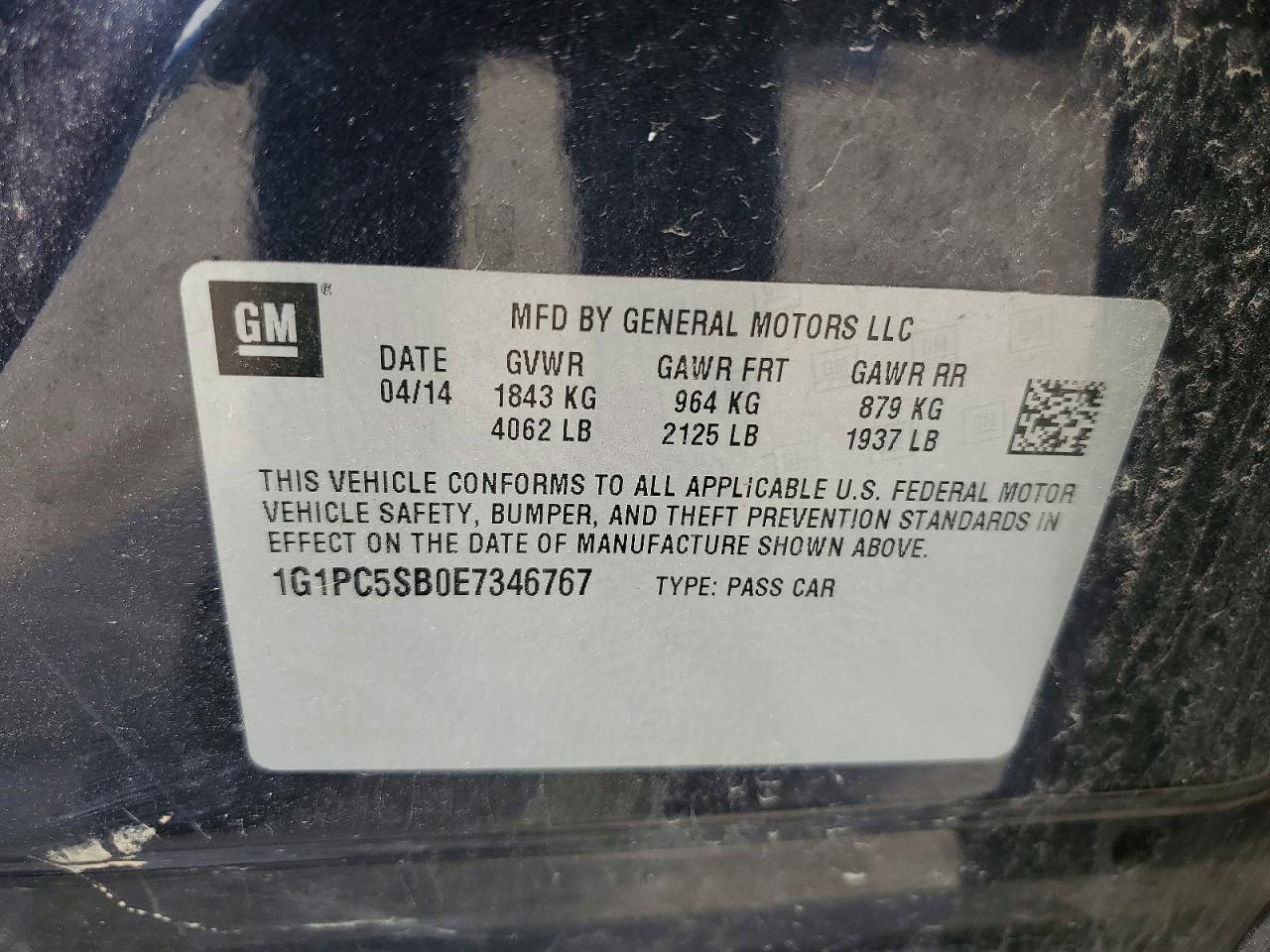2014 Chevrolet Cruze lt VIN 1G1PC5SB0E7346767 photo 12