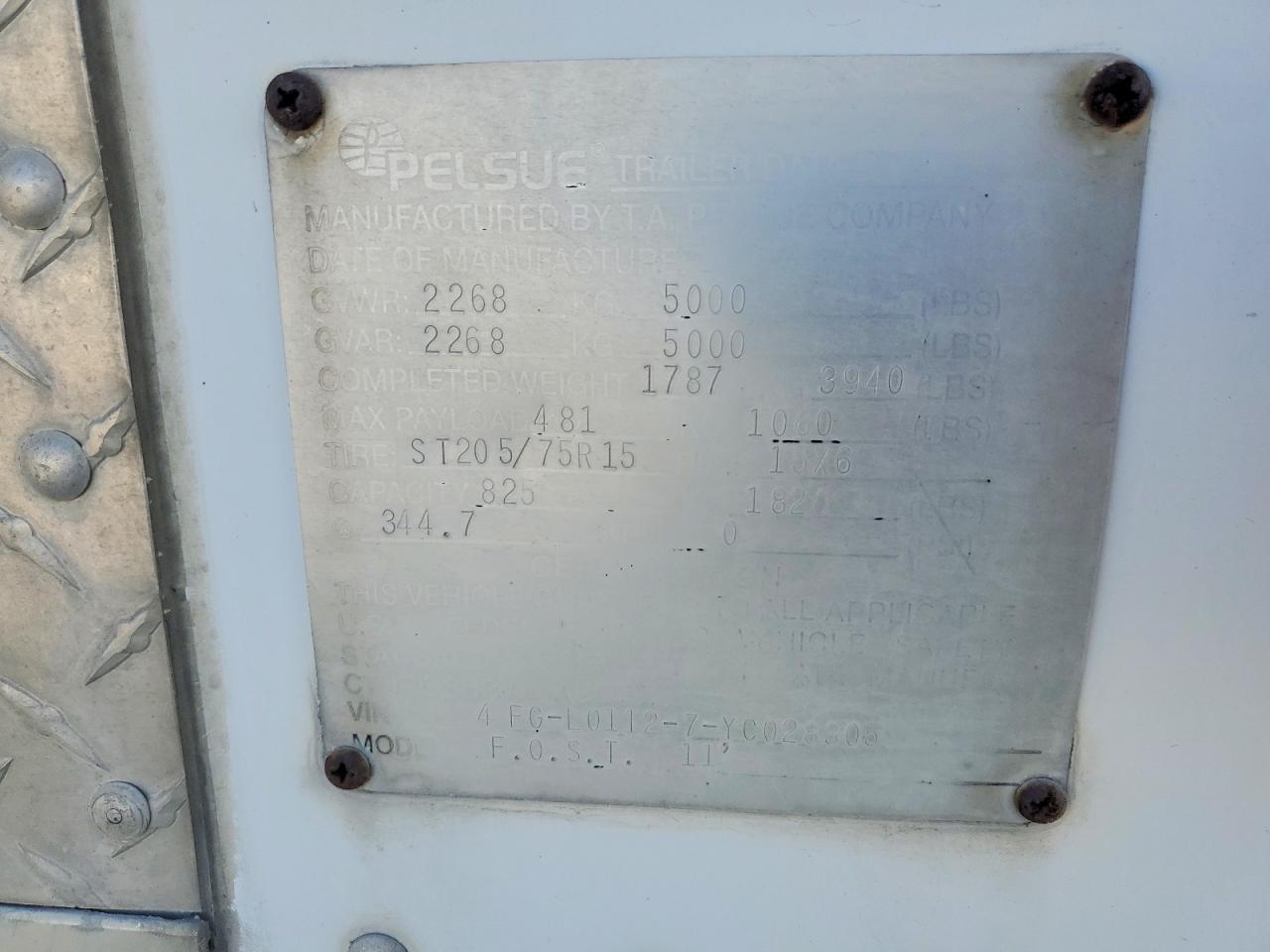 1999 PELSUE FOST 11 FIBER OPTIC SPLICING TRAILER VIN 4FGL01127YC028305 photo 10