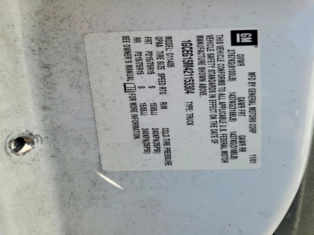 2002 Chevrolet Express g1500 VIN 1GCEG15M421153304 photo 12