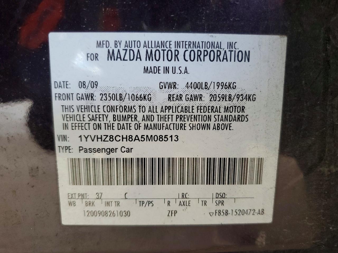 2010 Mazda 6 VIN 1YVHZ8CH8A5M08513 photo 12