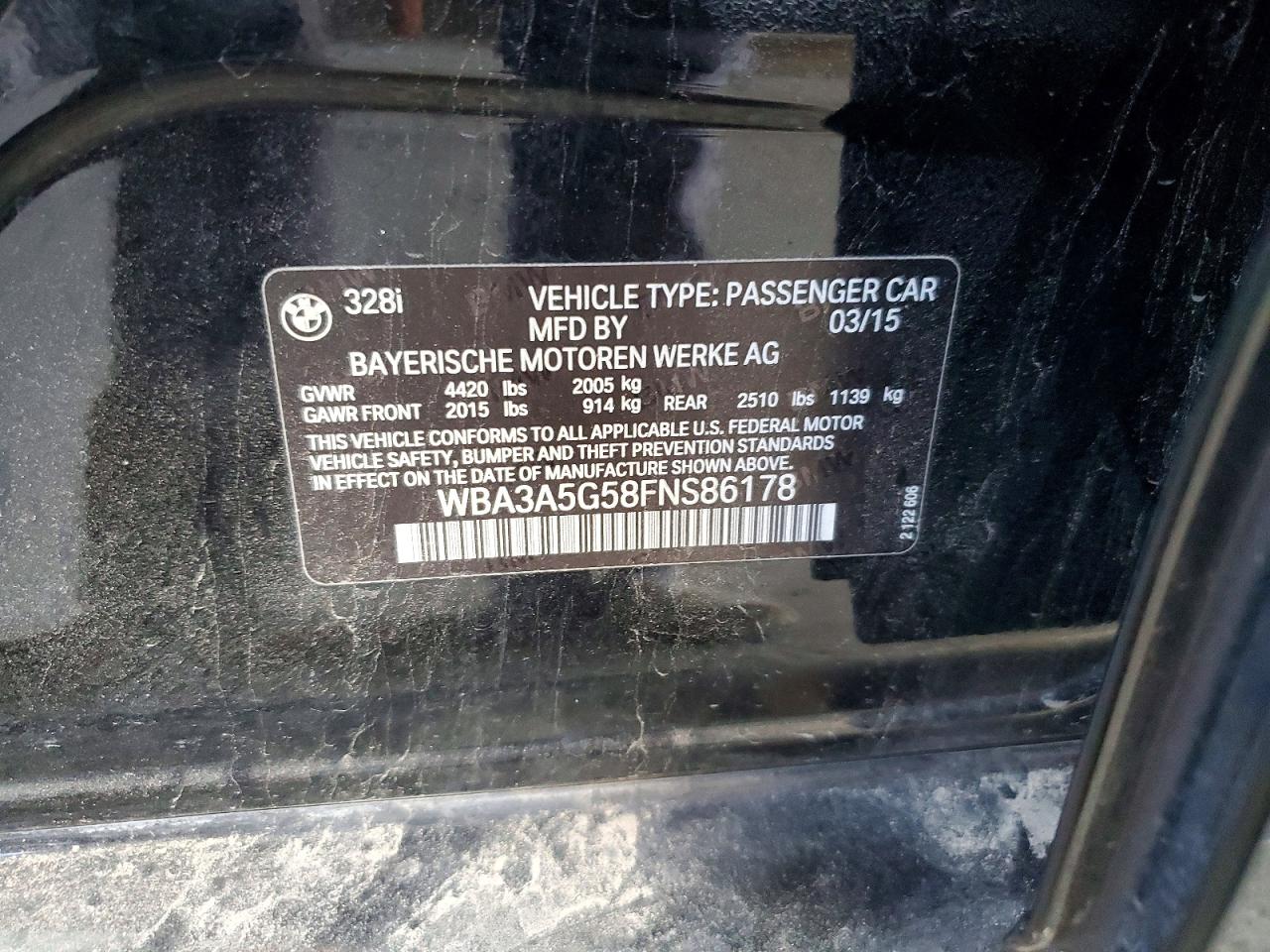 2015 3 series VIN WBA3A5G58FNS86178 photo 12