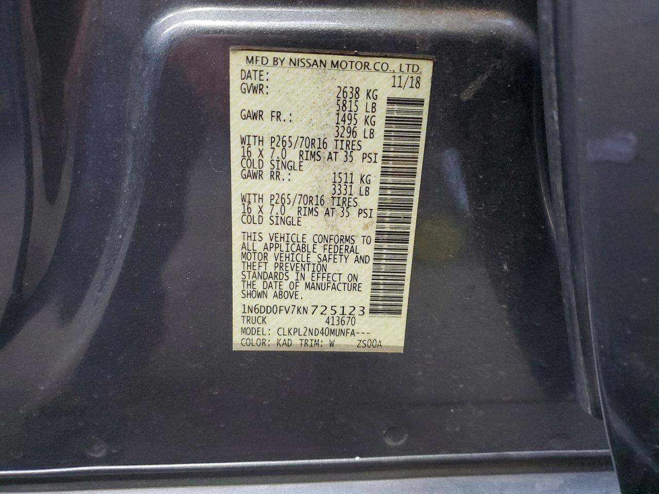 2019 Nissan Frontier VIN 1N6DD0FV7KN725123 photo 12