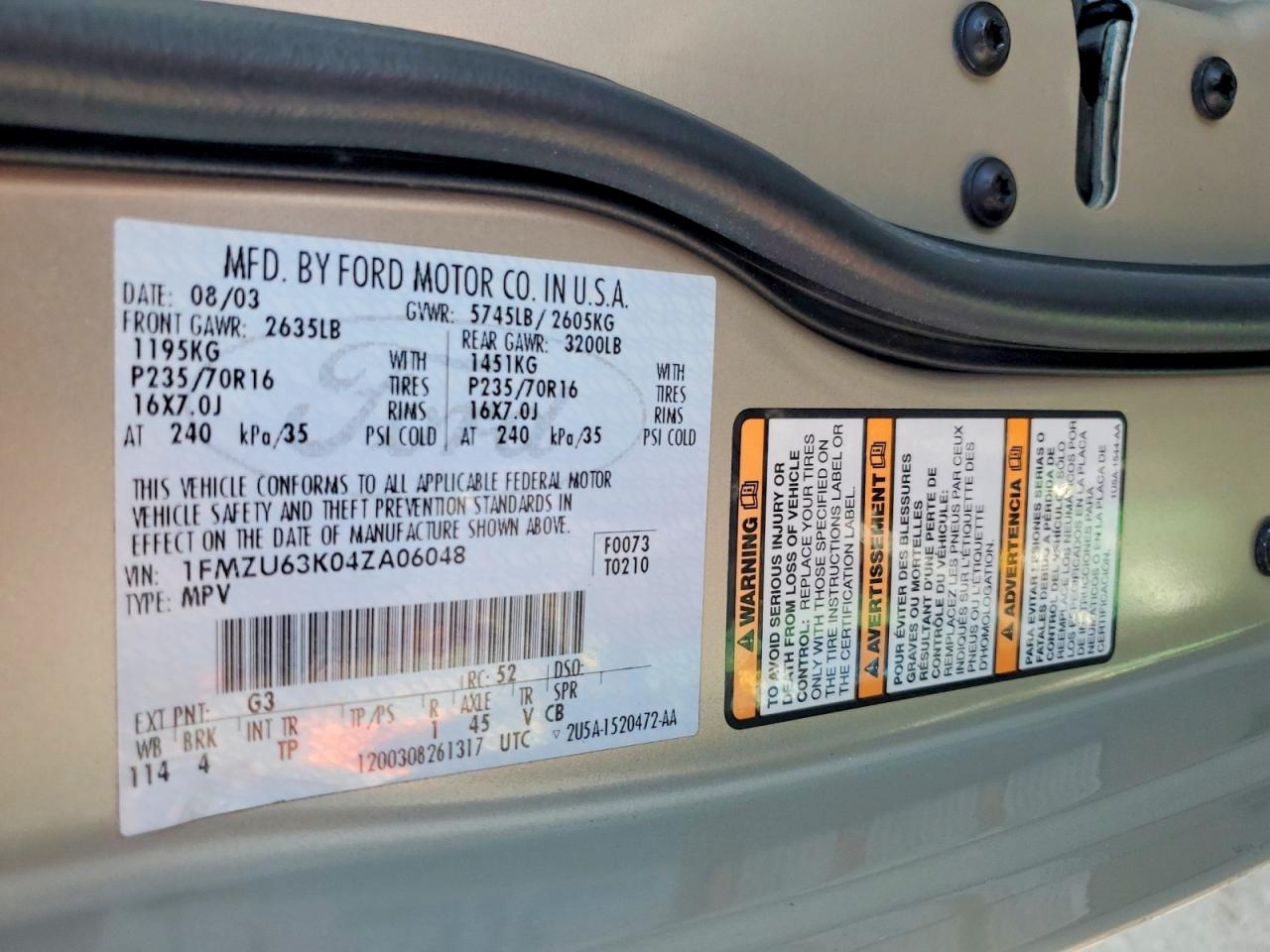 2004 Ford Explorer VIN 1FMZU63K04ZA06048 photo 12
