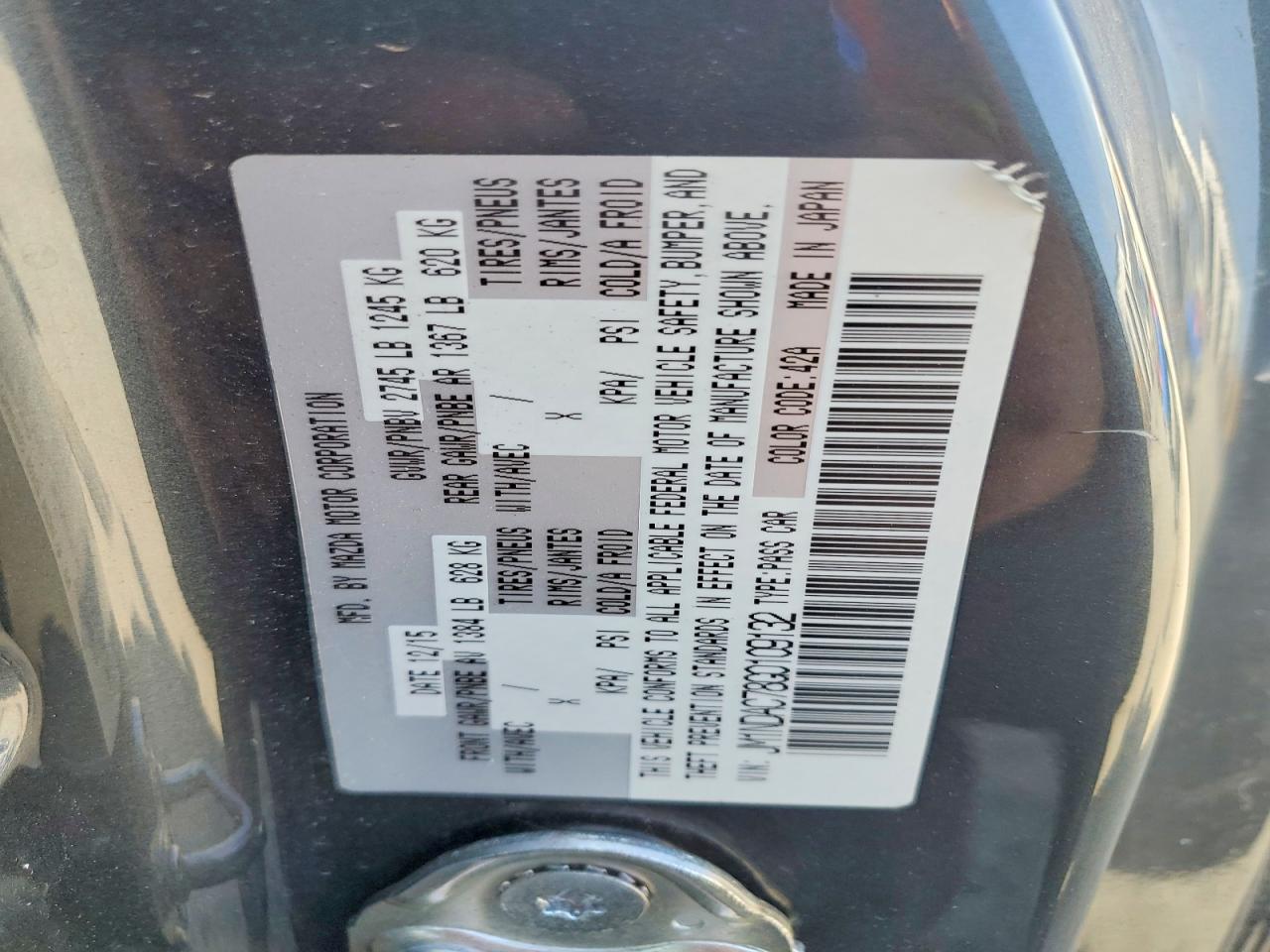 2016 Mazda Mx5 VIN JM1NDAC78G0109132 photo 12