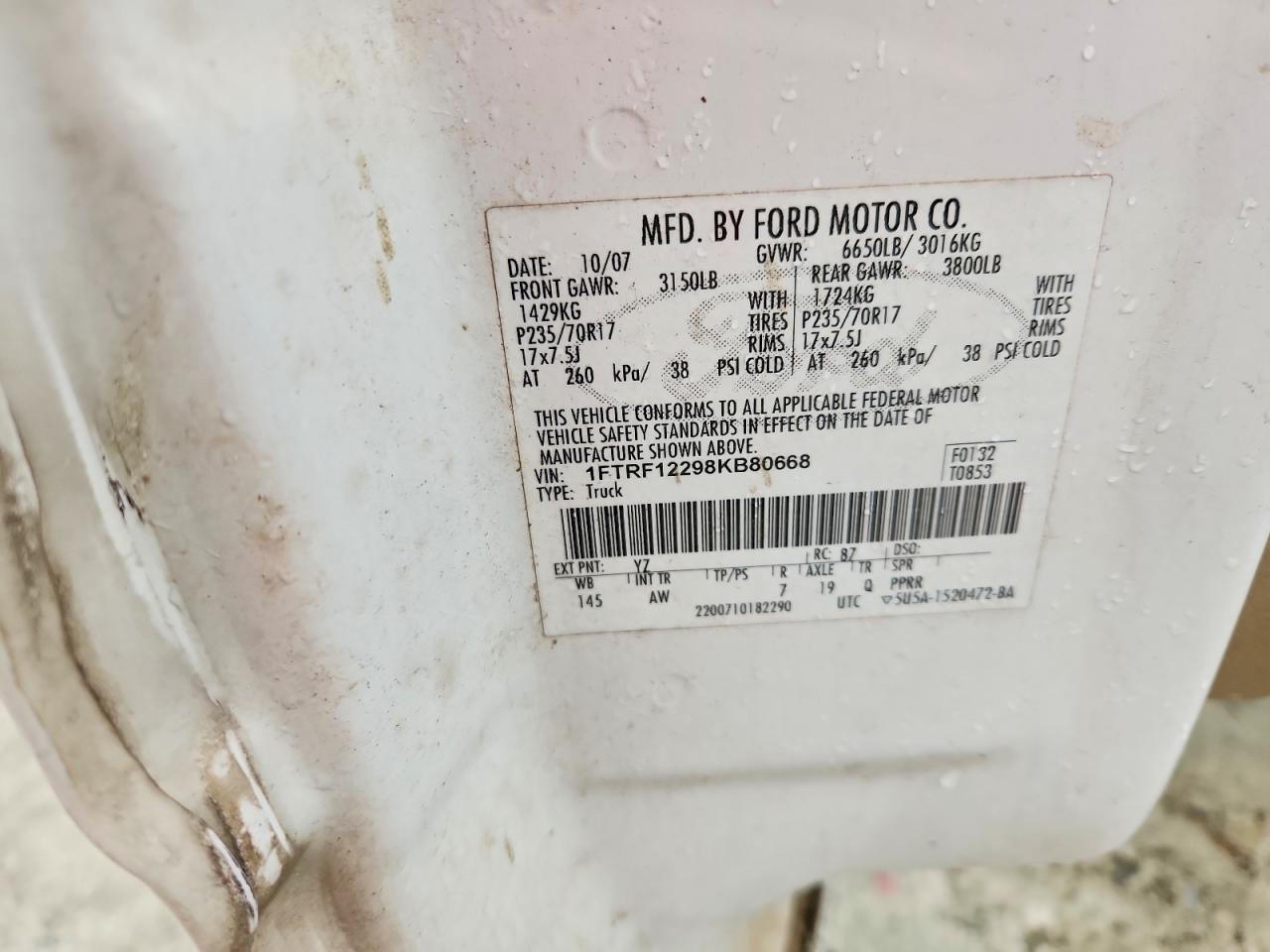 2008 Ford F150 VIN 1FTRF12298KB80668 photo 12