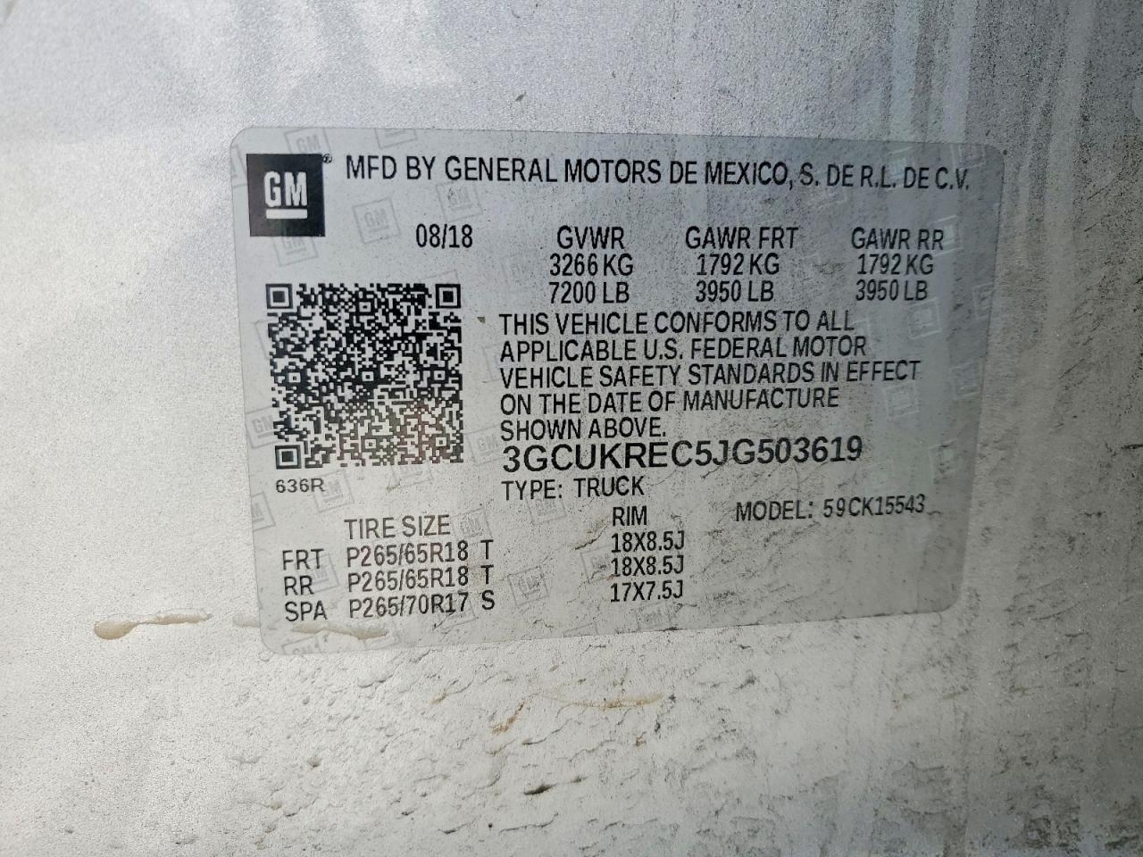 2018 Chev All models VIN 3GCUKREC5JG503619 photo 12