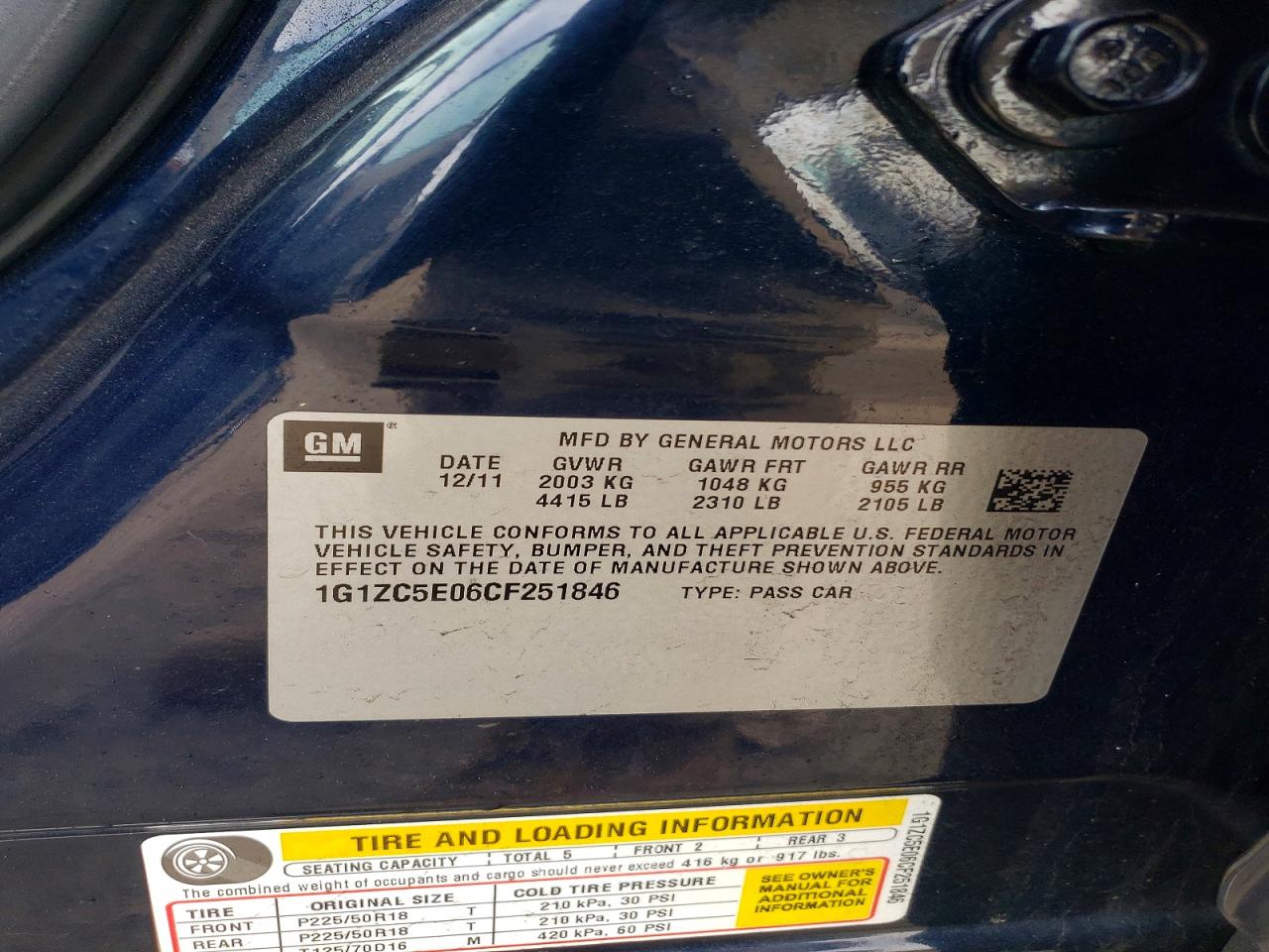 2012 Chevrolet Malibu VIN 1G1ZC5E06CF251846 photo 12