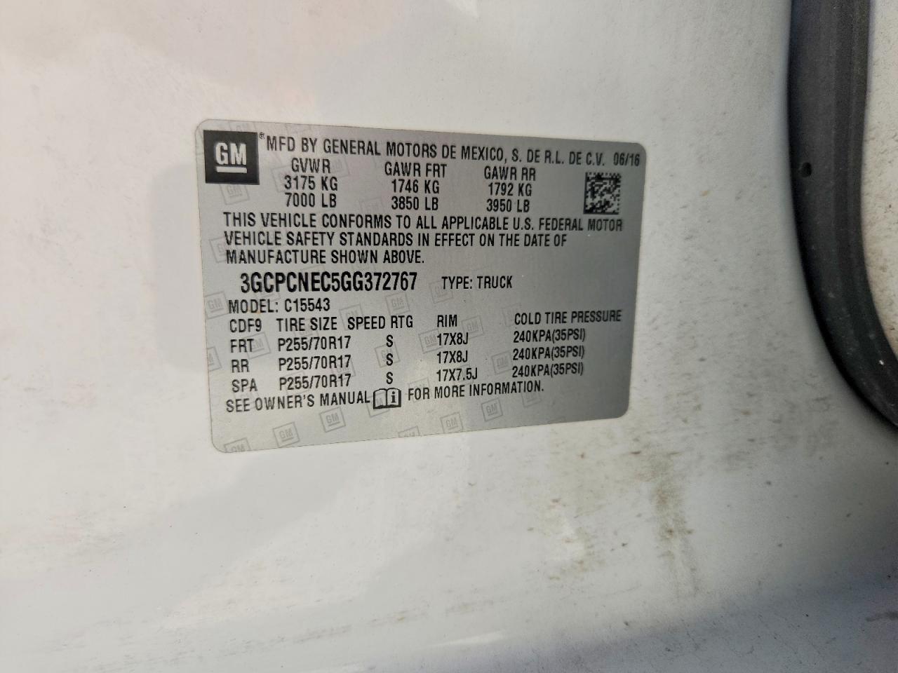 2016 Chev Silverado VIN 3GCPCNEC5GG372767 photo 12
