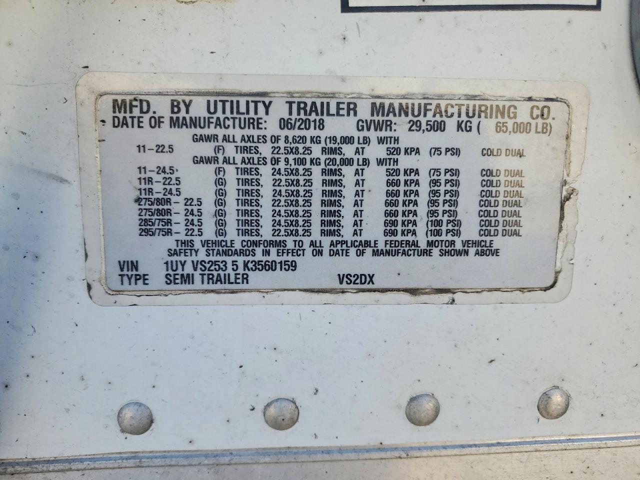 2019 UTILITY Dry freigh VIN 1UYVS2535K3560159 photo 10