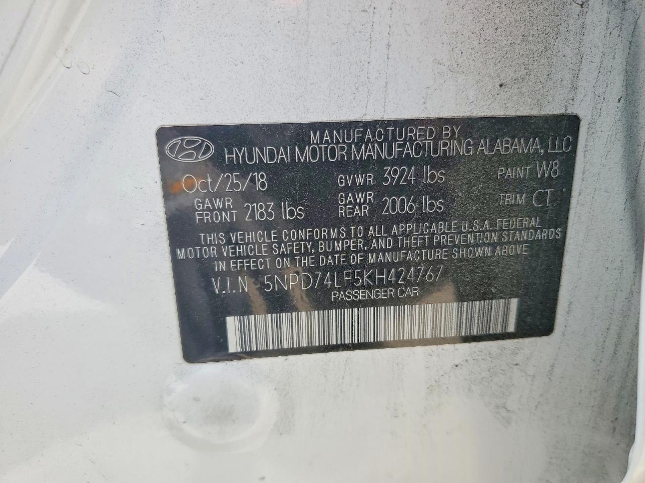 2019 Hyundai Elantra VIN 5NPD74LF5KH424767 photo 12