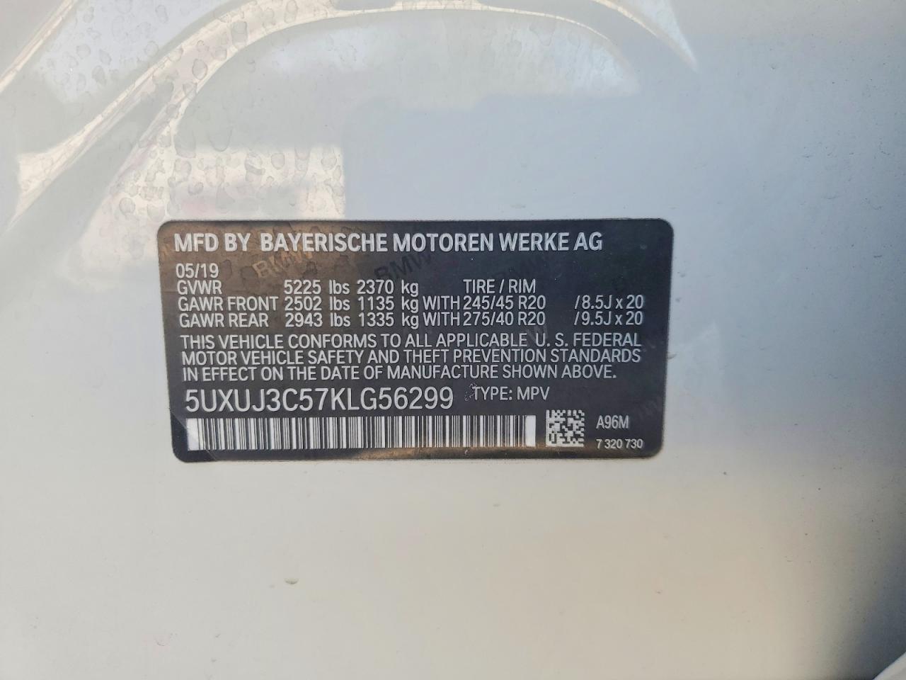 2019 BMW X4 VIN 5UXUJ3C57KLG56299 photo 12