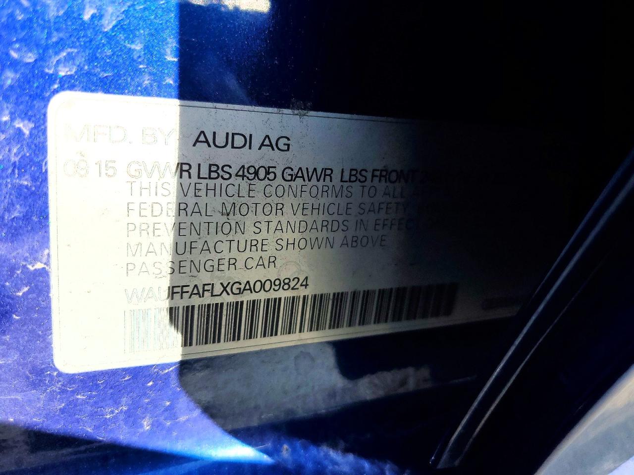 2016 Audi A4 VIN WAUFFAFLXGA009824 photo 12