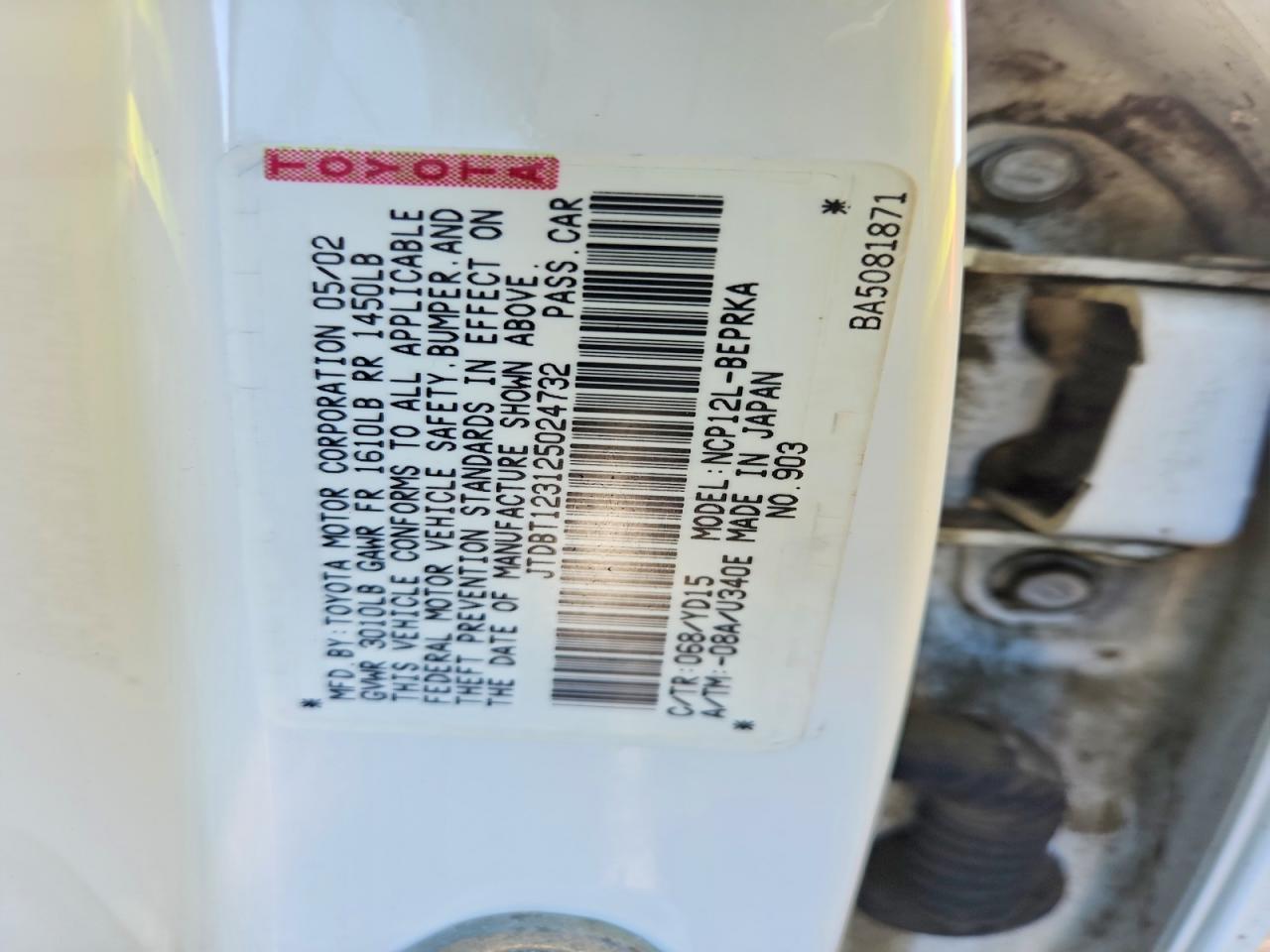 2002 Toyota Echo VIN JTDBT123125024732 photo 12