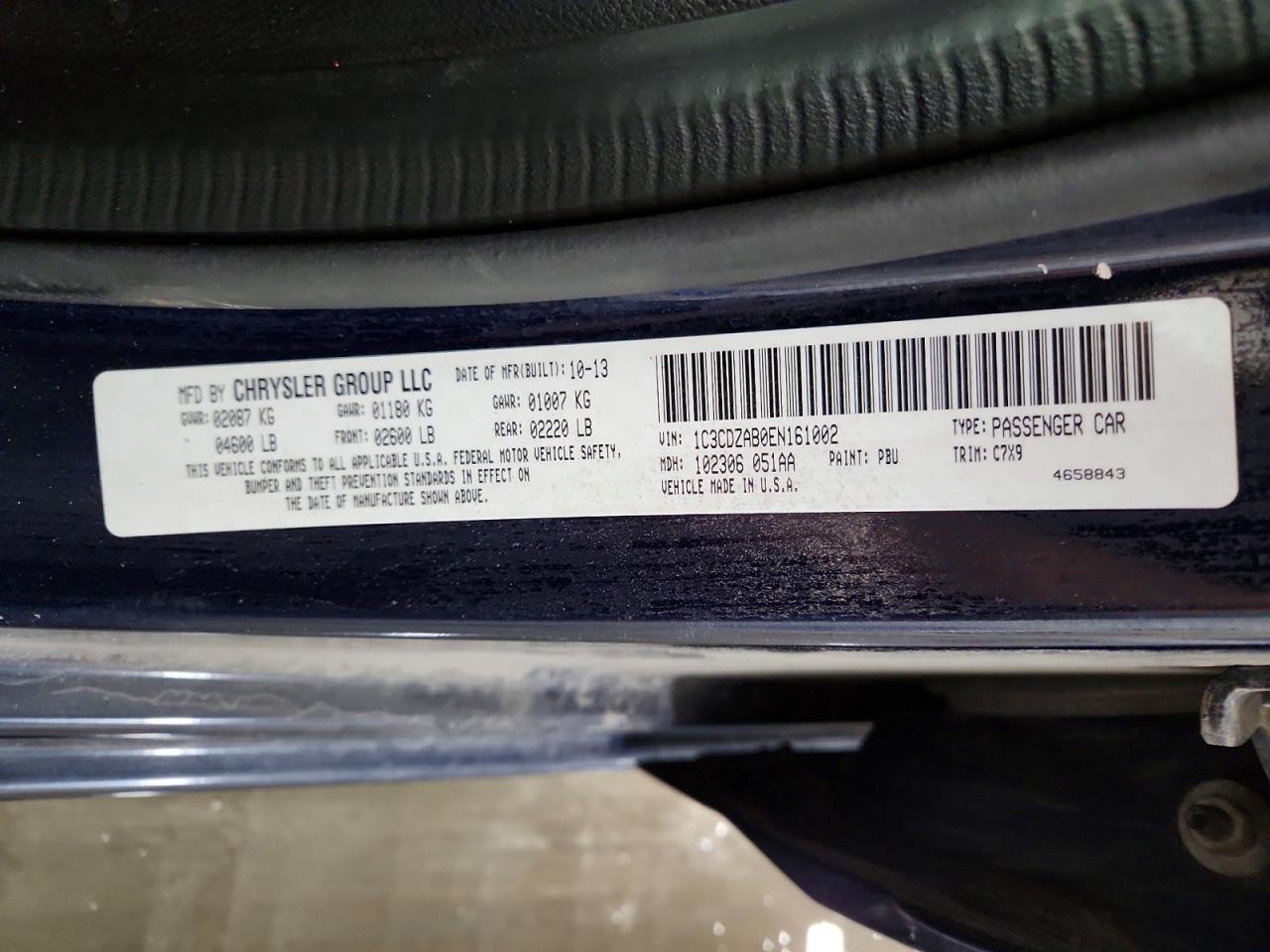 2014 Dodge Avenger VIN 1C3CDZAB0EN161002 photo 12