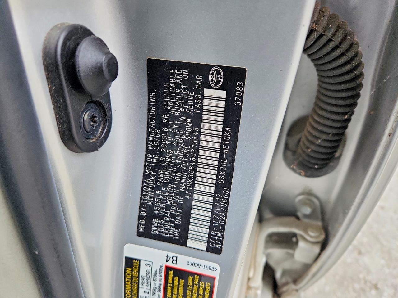 2008 Toyota Avalon VIN 4T1BK36B48U315445 photo 12
