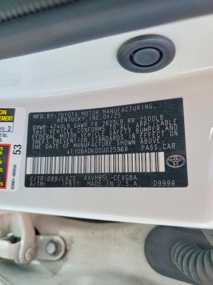 2025 Toyota Camry VIN 4T1DBADK0SU025968 photo 12