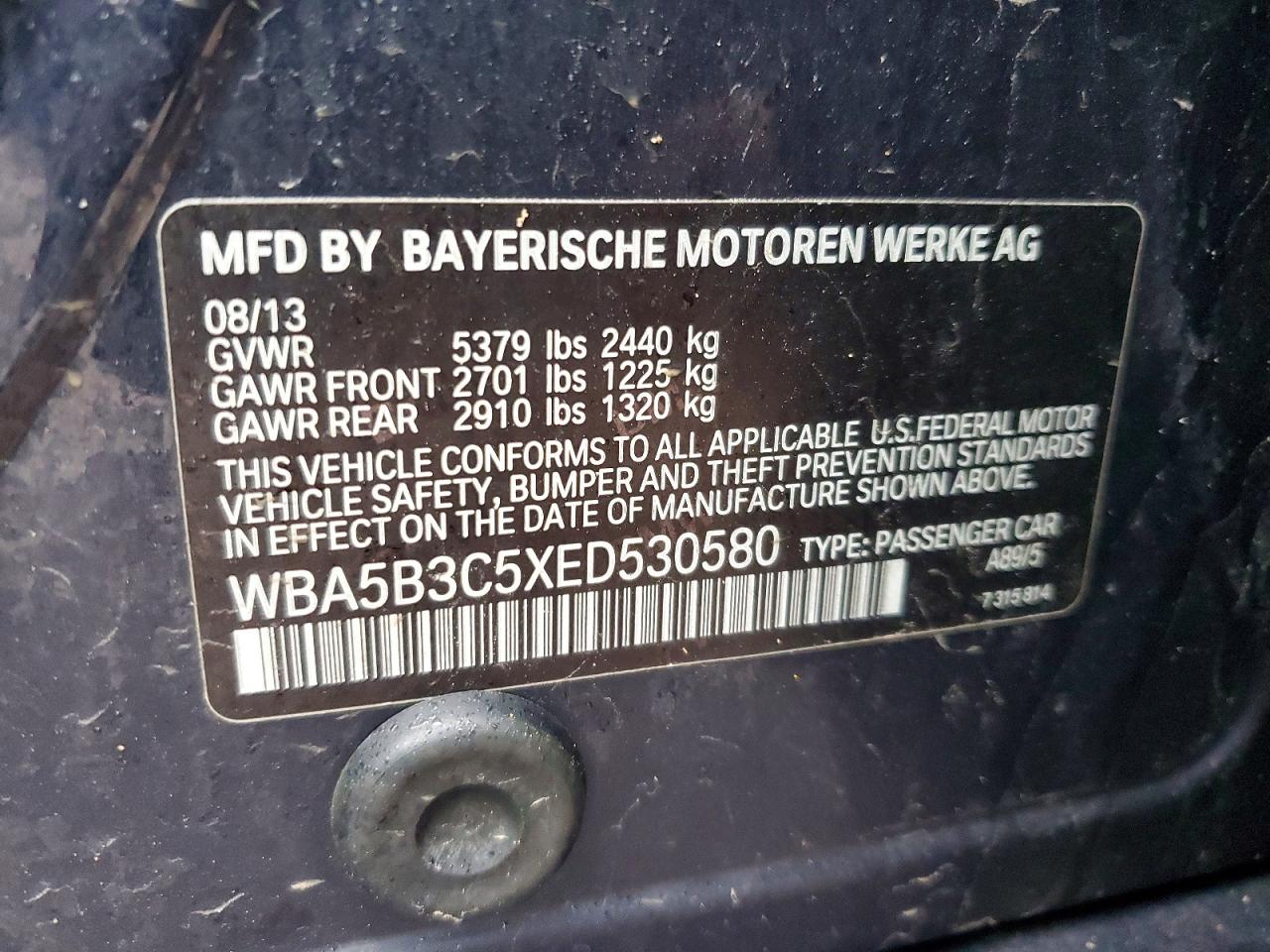 2014 BMW 5 series VIN WBA5B3C5XED530580 photo 12