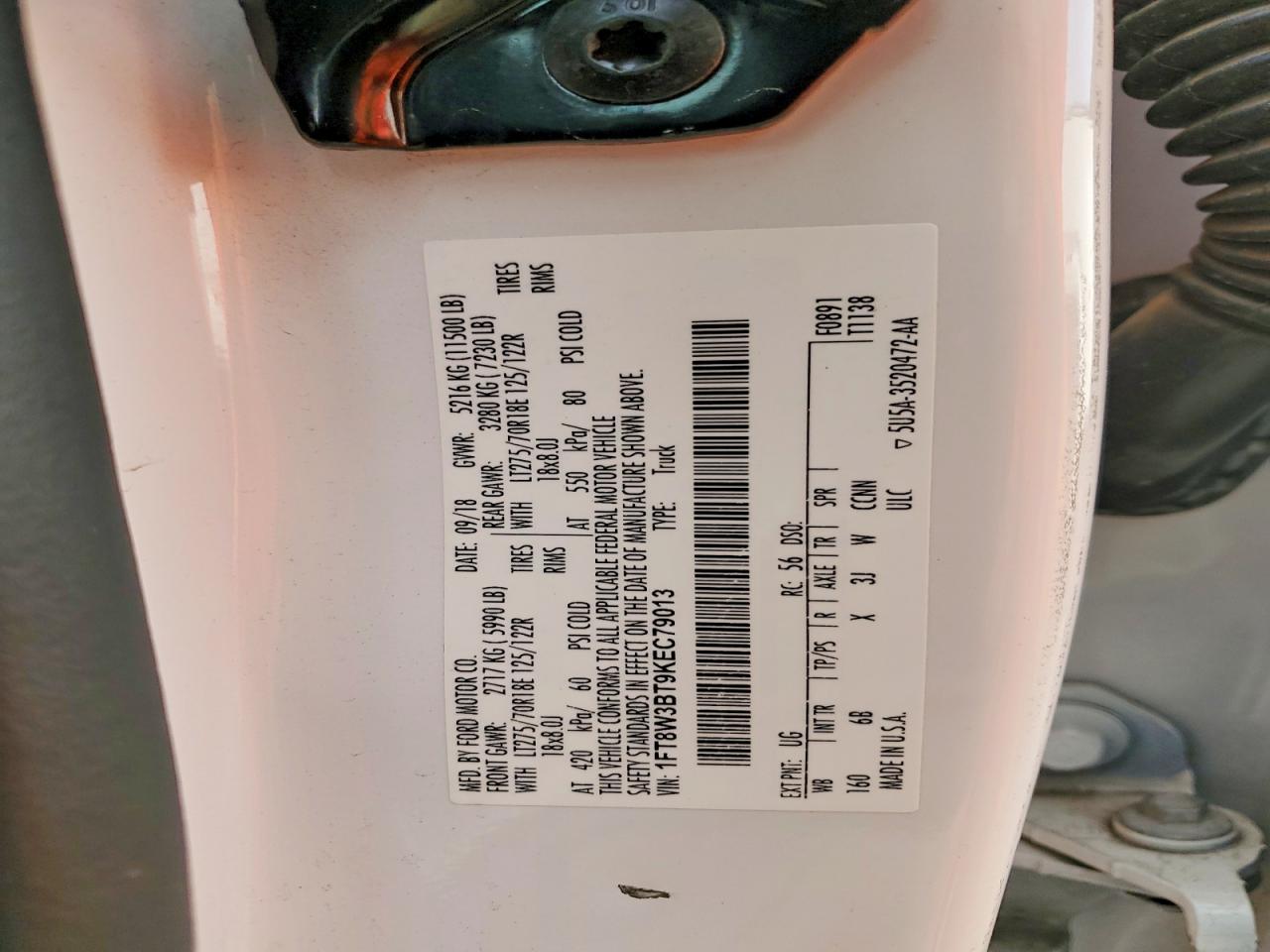 2019 Ford F350 VIN 1FT8W3BT9KEC79013 photo 10