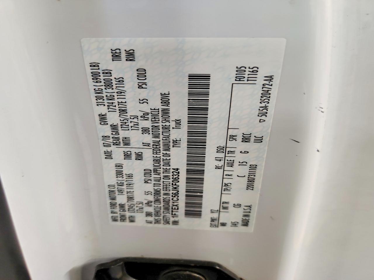 2018 Ford F150 VIN 1FTEX1C56JKF06324 photo 12