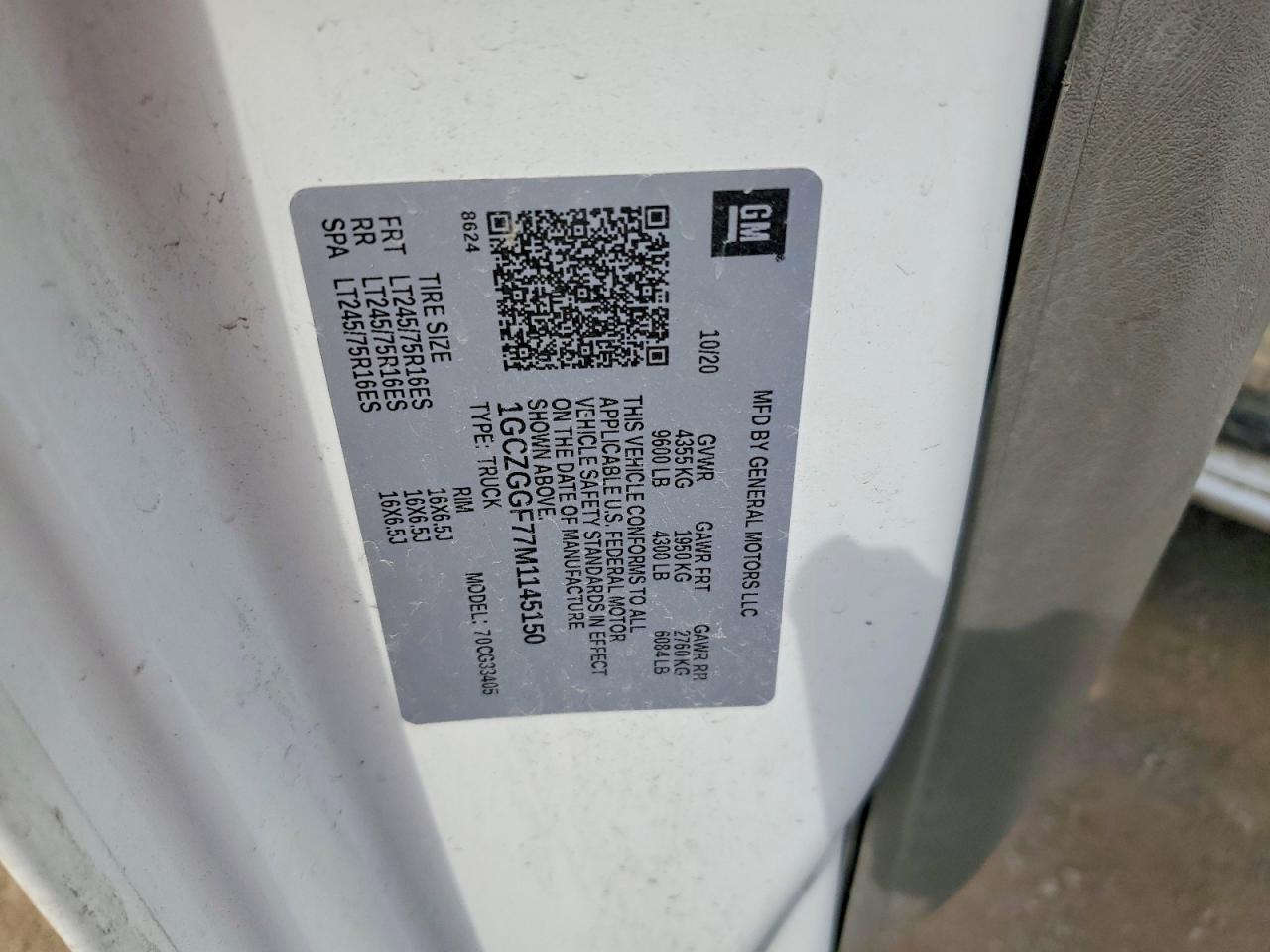 2021 CHEV Express VIN 1GCZGGF77M1145150 photo 12