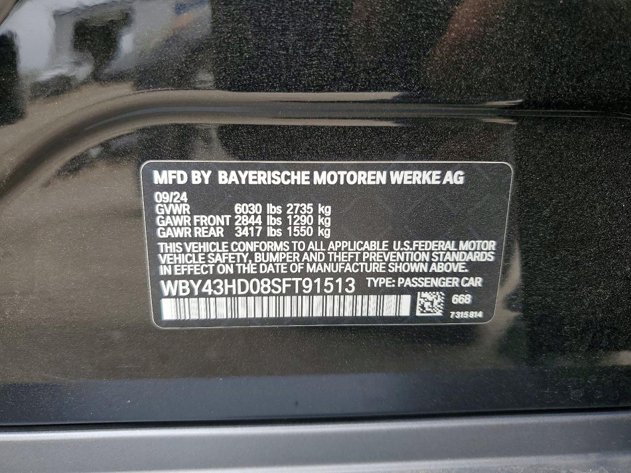 2025 BMW I4 xdrive VIN WBY43HD08SFT91513 photo 12