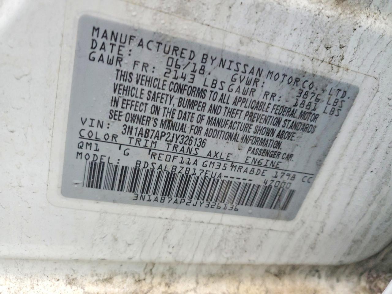 2018 Nissan Sentra VIN 3N1AB7AP2JY326136 photo 12
