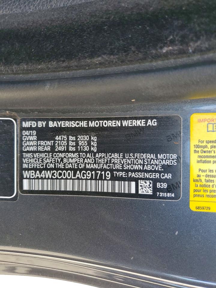 2020 BMW 4 series VIN WBA4W3C00LAG91719 photo 12