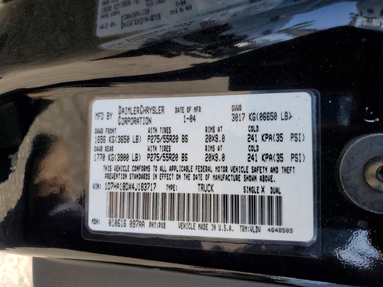 2004 Dodge Ram 1500 VIN 1D7HA18DX4J183717 photo 12