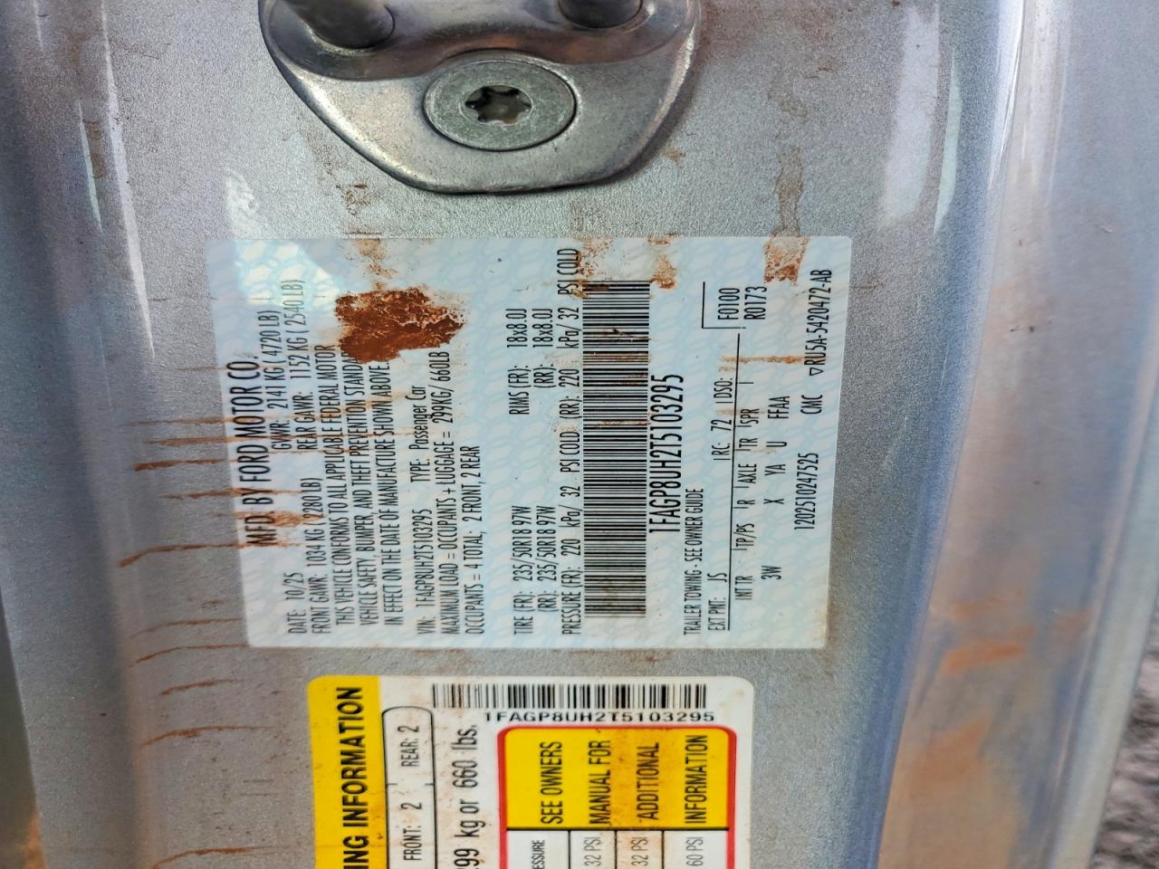 2026 FORD Mustang VIN 1FAGP8UH2T5103295 photo 12