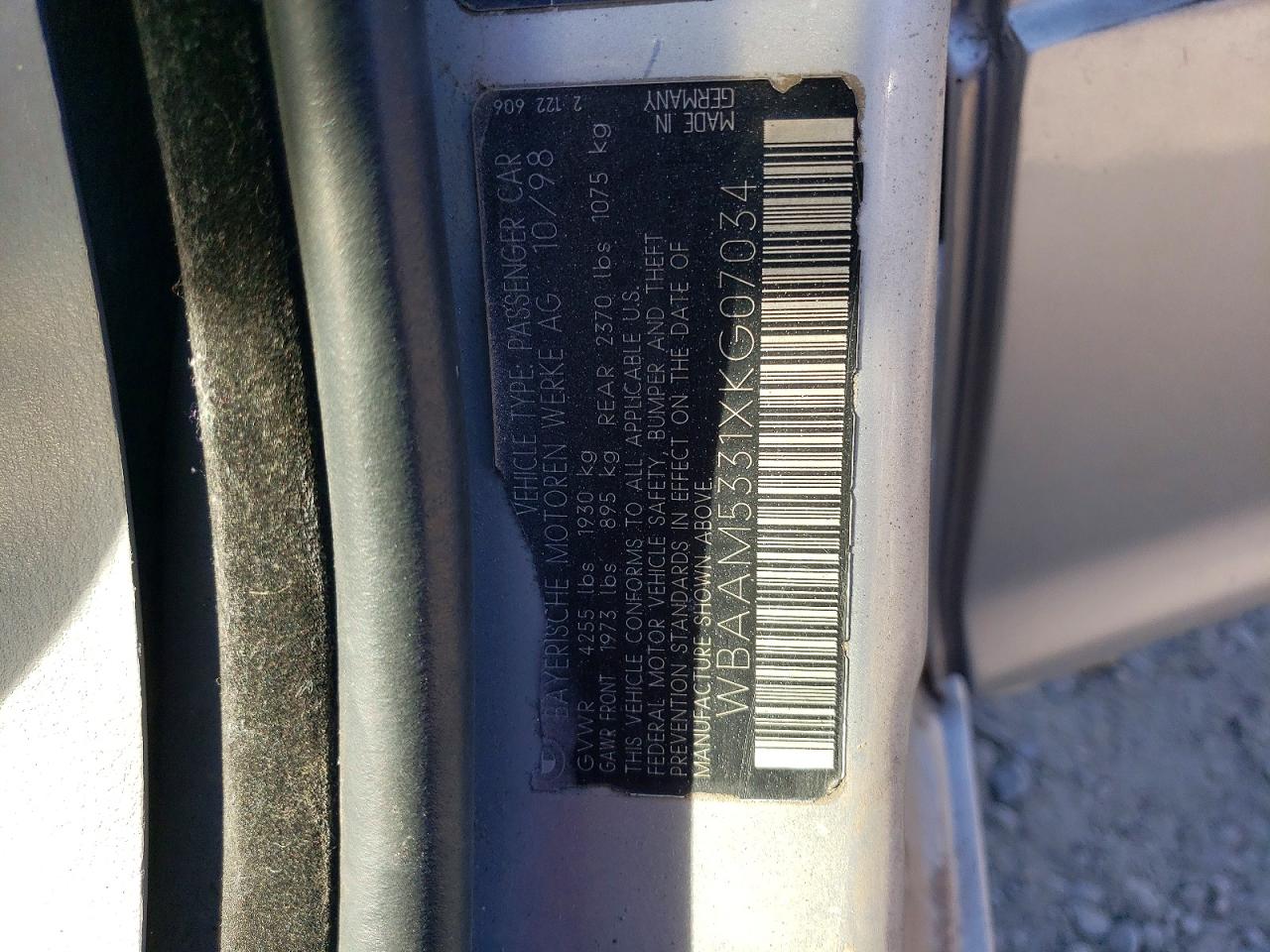 1999 3 series VIN WBAAM5331XKG07034 photo 12
