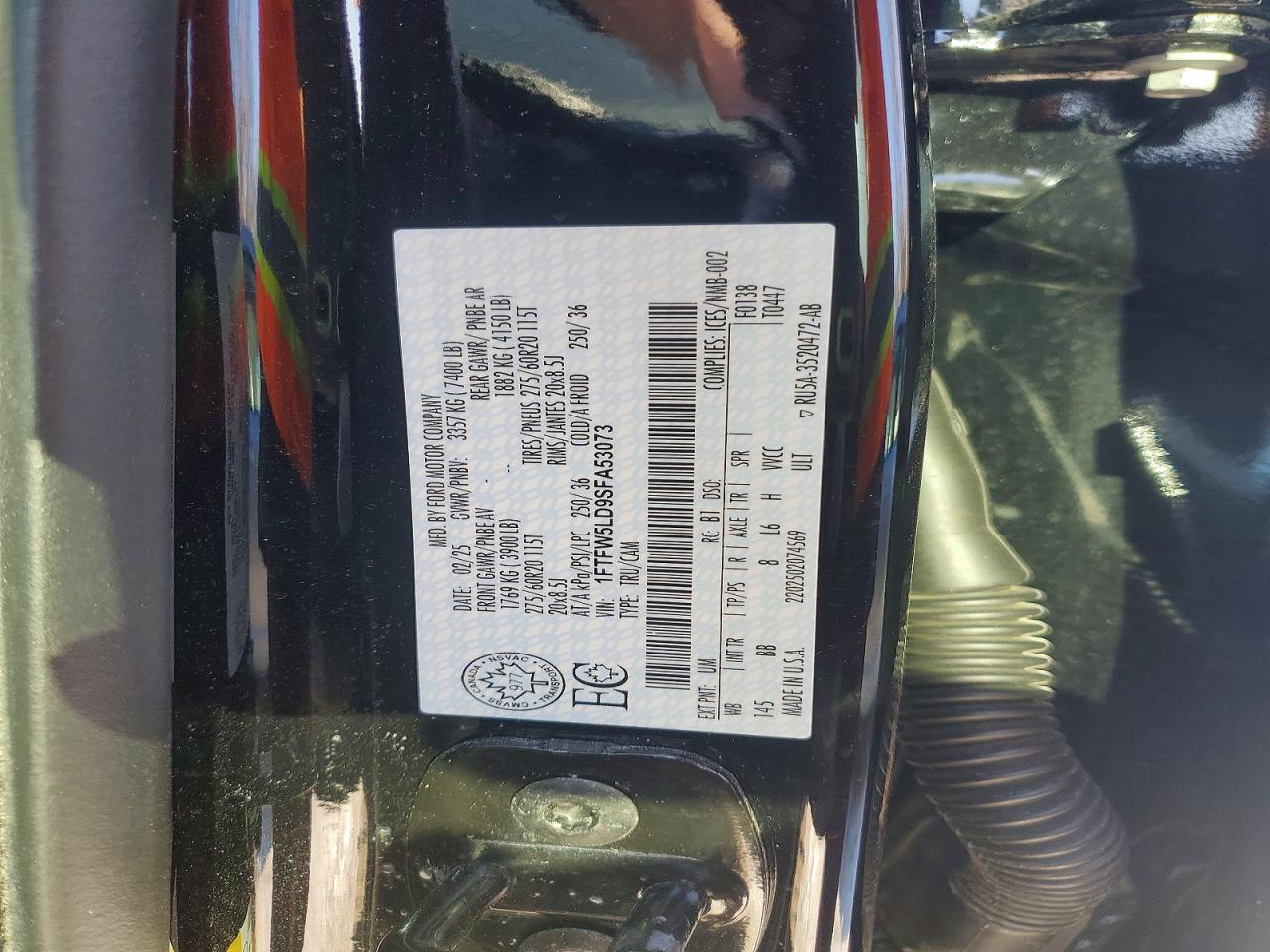 2025 Ford F150 laria VIN 1FTFW5LD9SFA53073 photo 12