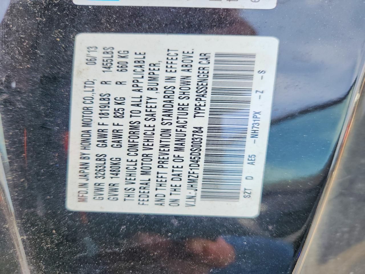 2013 Honda Crz VIN JHMZF1D45DS003784 photo 12