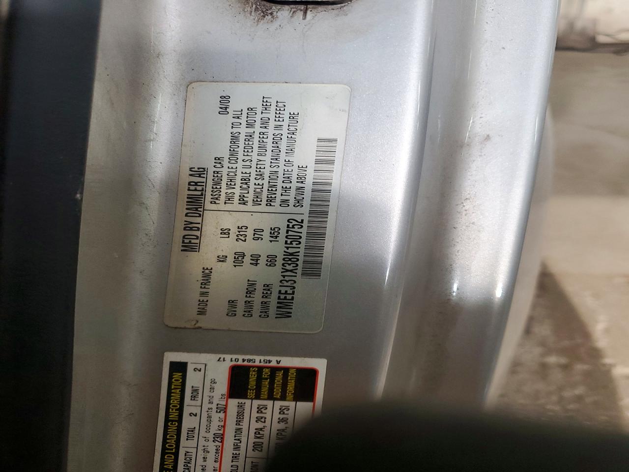 2008 Smart Fortwo VIN WMEEJ31X38K150752 photo 12